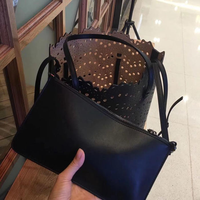 FENDI芬迪 alaia阿萊亞 法國著名品牌同款 鏤空撞色 休閒購物袋 度假首選款  fd1122