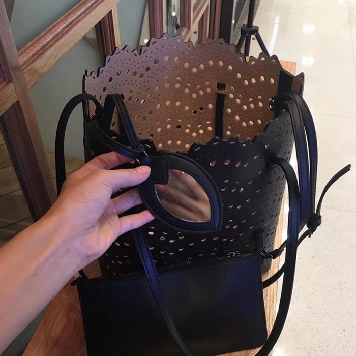 FENDI芬迪 alaia阿萊亞 法國著名品牌同款 鏤空撞色 休閒購物袋 度假首選款  fd1122