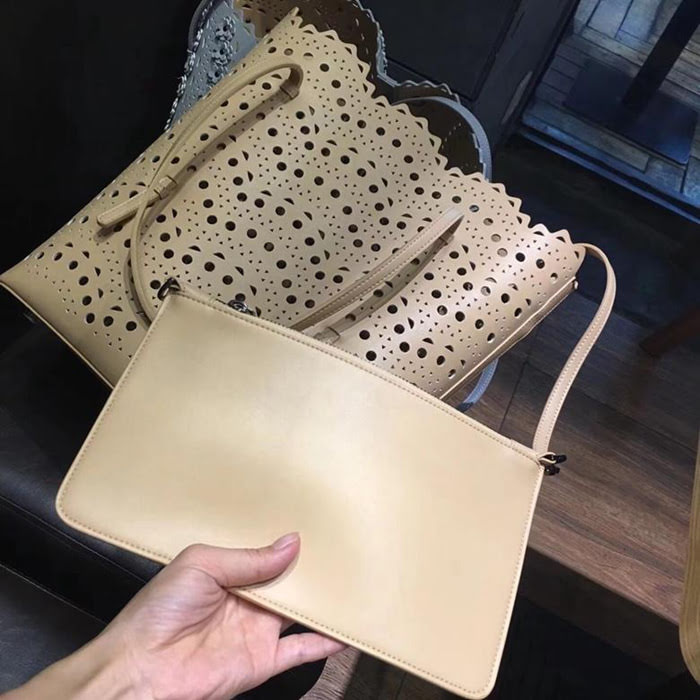 FENDI芬迪 alaia阿萊亞 法國著名品牌同款 鏤空撞色 休閒購物袋 度假首選款  fd1123
