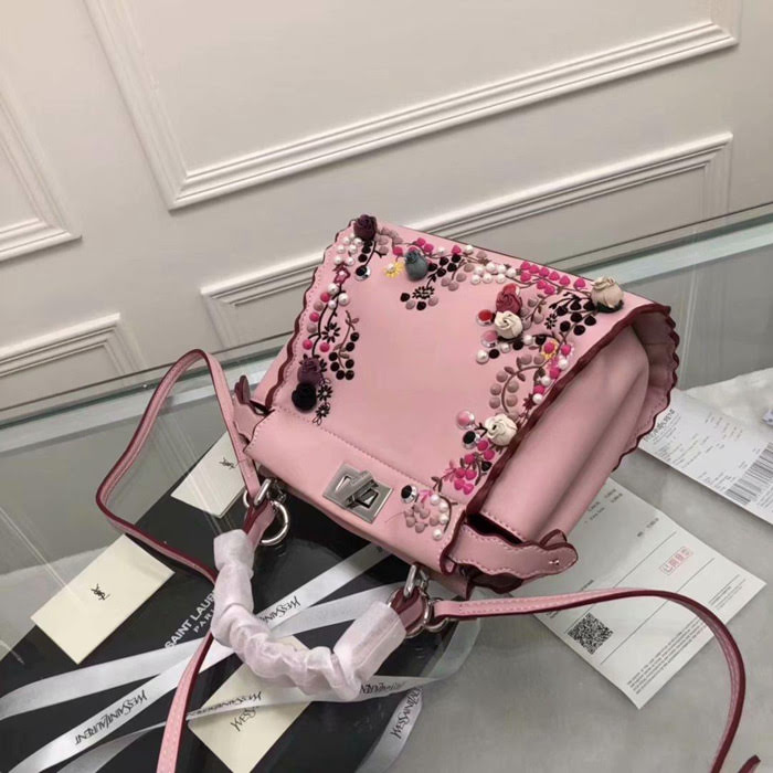 FENDI芬迪 最新款 火爆來襲 配以寶石和小牛皮花蕾 單手柄手提肩背包 015 fd1403