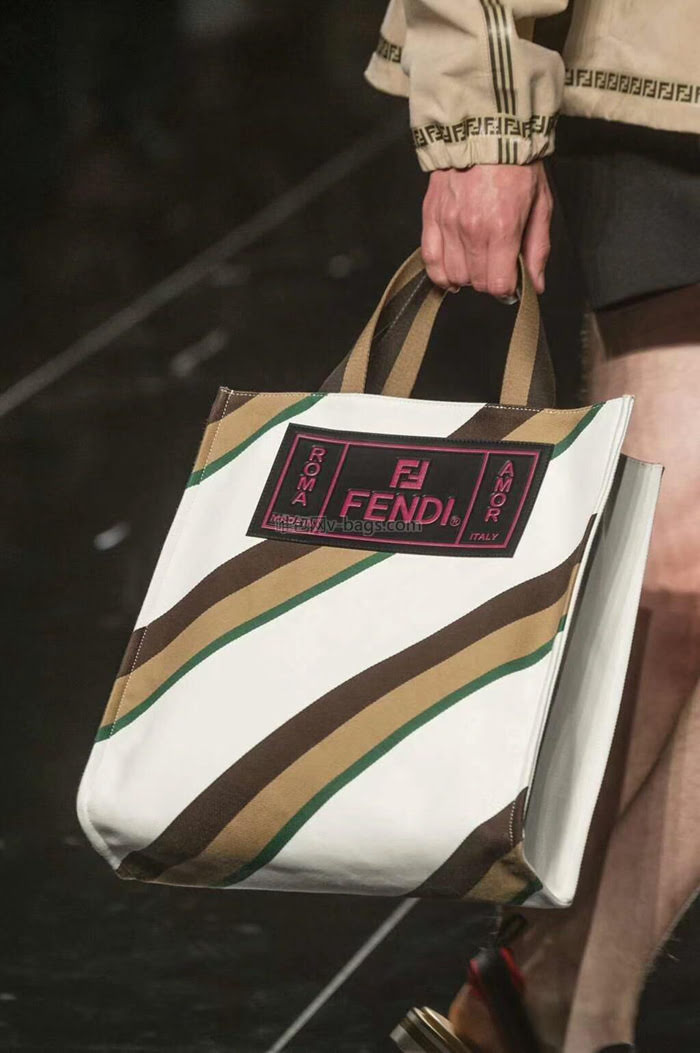 FENDI芬迪 進口FENDI專用布料 專門訂制手腕織帶 三色漸變 時尚休閒 手提購物包  fd1511