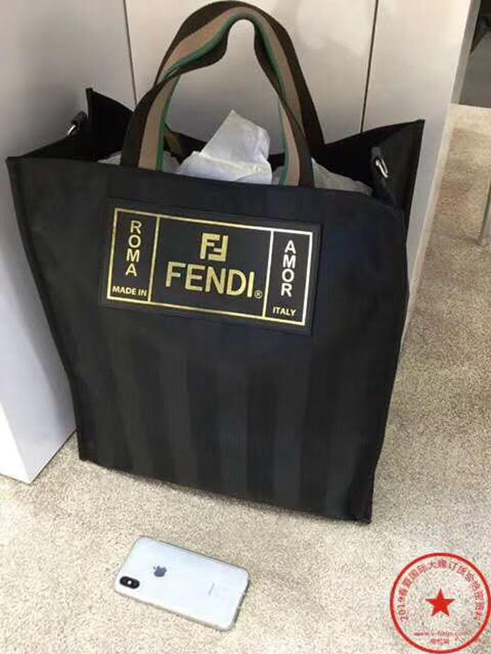 FENDI芬迪 進口FENDI專用布料 專門訂制手腕織帶 三色漸變 時尚休閒 手提購物包  fd1512