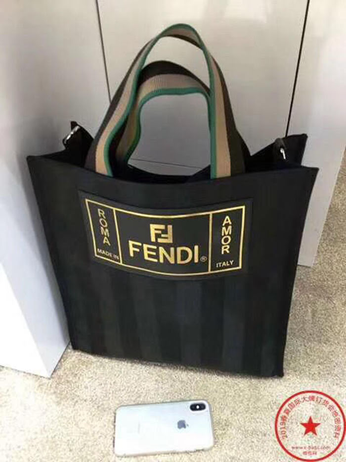 FENDI芬迪 進口FENDI專用布料 專門訂制手腕織帶 三色漸變 時尚休閒 手提購物包  fd1512