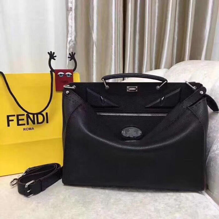 FENDI芬迪 專櫃小怪獸系列 孫紅雷同款 荔枝紋小牛皮 全手工縫製 男款手提斜挎包  fd1572