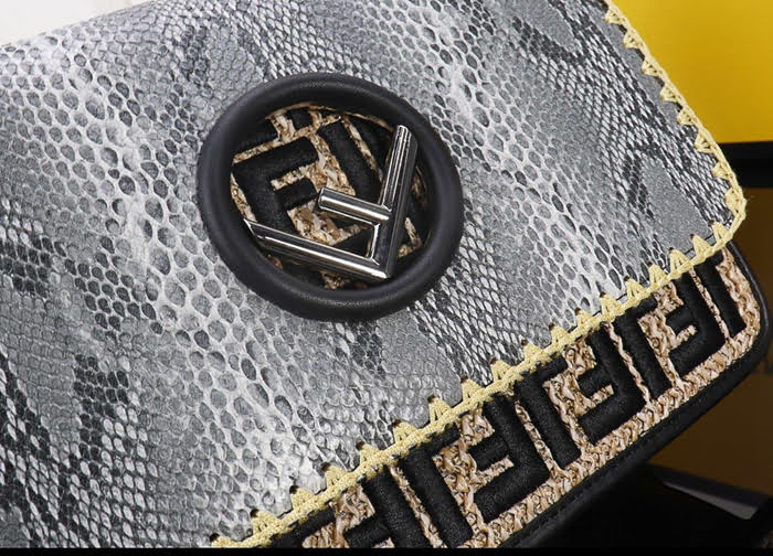 FENDI芬迪 獨家蛇紋編制系列 全新正方型Logo 手提肩背包 8806蛇紋系列  fd1657