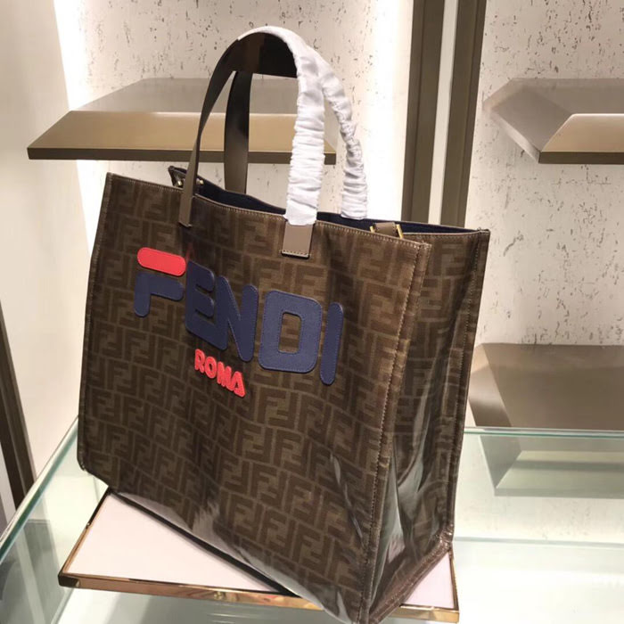 FENDI芬迪 原單頭層牛皮配FENDI專用面料 升級版購物袋 內設拉鏈口袋錢包 6029  fd1683