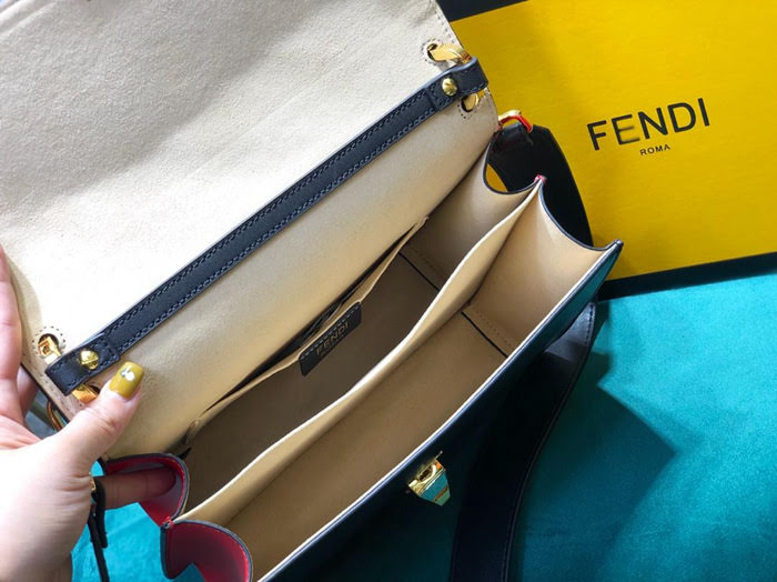 FENDI芬迪 最新FENDI MANIA系列 撞色皮搭配 壓雙F拼接 手提肩背包 F2212#大號  fd1734