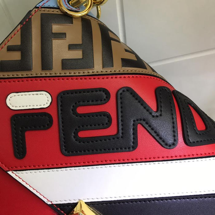 FENDI芬迪 最新FENDI MANIA系列 撞色皮搭配 壓雙F拼接 手提肩背包 F2212#大號  fd1736