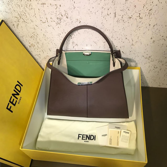 FENDI芬迪 304棕栗色 大型手提包 內側有平口袋 單手提  fd1769