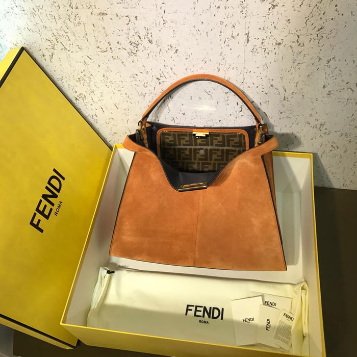 FENDI芬迪 304棕栗色 大型手提包 內側有平口袋 單手提  fd1770