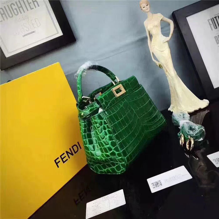 FENDI芬迪 官網同步 小貓包鱷魚紋牛皮 舒淇 姚晨同款 手提肩背包  fd1865