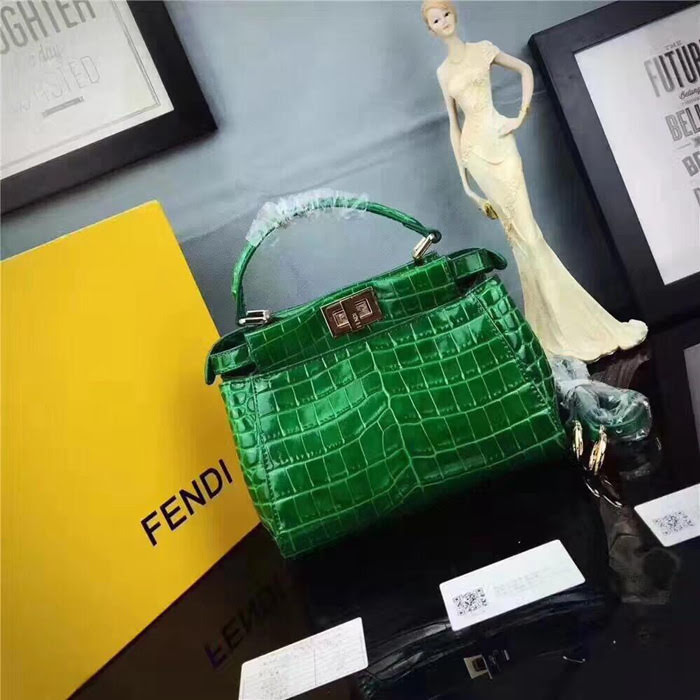 FENDI芬迪 官網同步 小貓包鱷魚紋牛皮 舒淇 姚晨同款 手提肩背包  fd1865