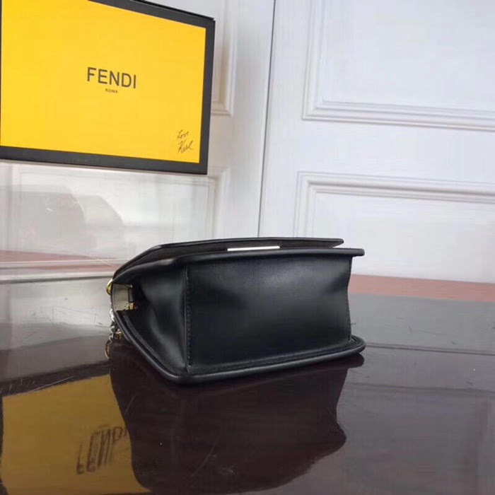 FENDI芬迪 小號 KAN I手袋 多色牛皮 可斜背或手拿 8805純黑  fd1886