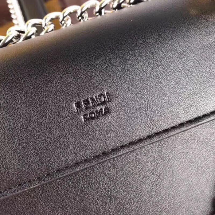 FENDI芬迪 小號 KAN I手袋 多色牛皮 可斜背或手拿 8805純黑  fd1886