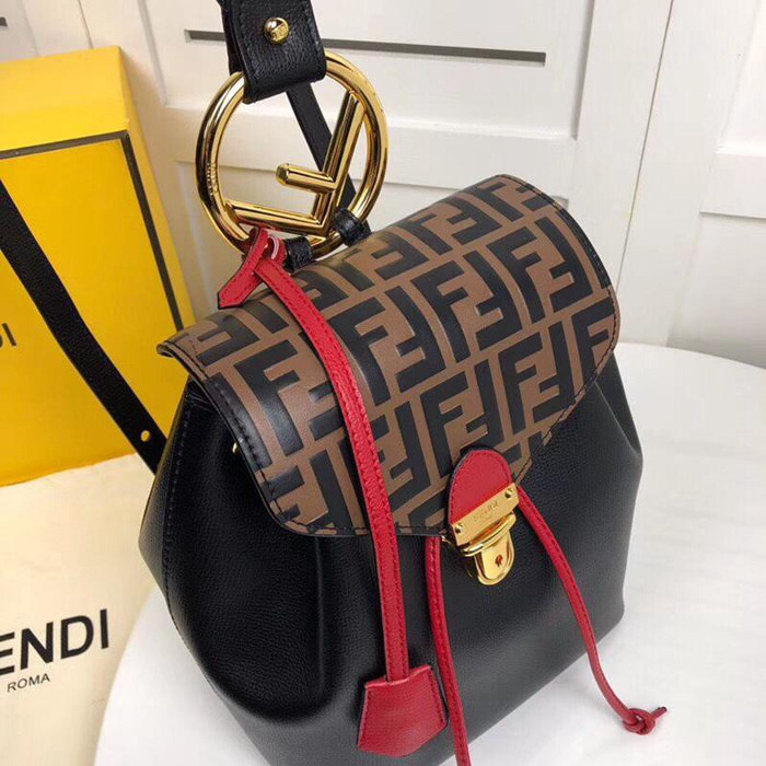 FENDI芬迪 ZAINO F logo雙肩包 插扣式的鎖扣 時尚女款背包  fd1951