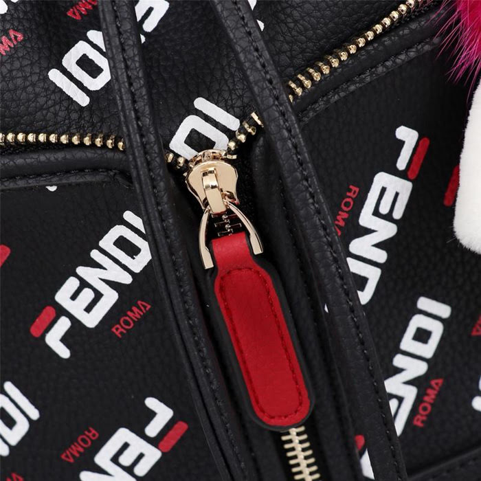 FENDI芬迪 新款 正品複製 FENDI Mon Treason水桶包 藍色Fendi Mania印花圖案  fd1960