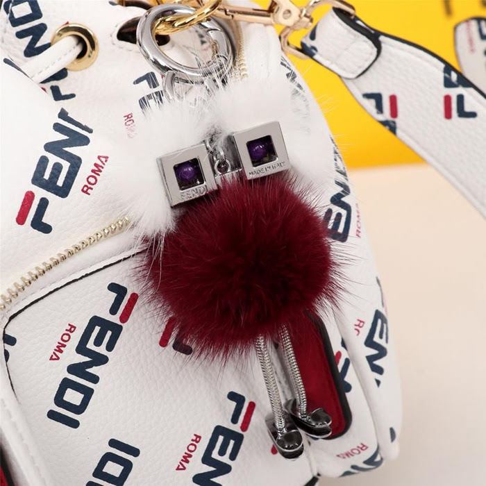 FENDI芬迪 新款 正品複製 FENDI Mon Treason水桶包 藍色Fendi Mania印花圖案  fd1961