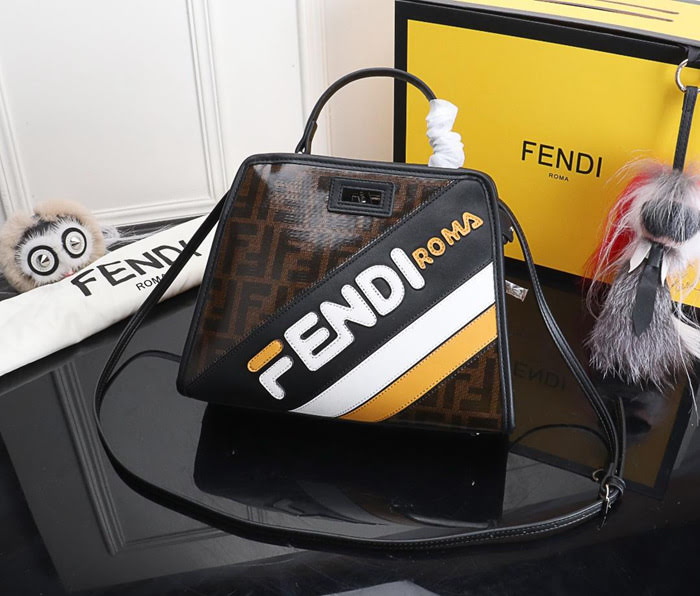 FENDI芬迪 大號 PEEKABOO DEFENDER 包套 定制化Fendi Mania字樣 手提肩背包  fd1991