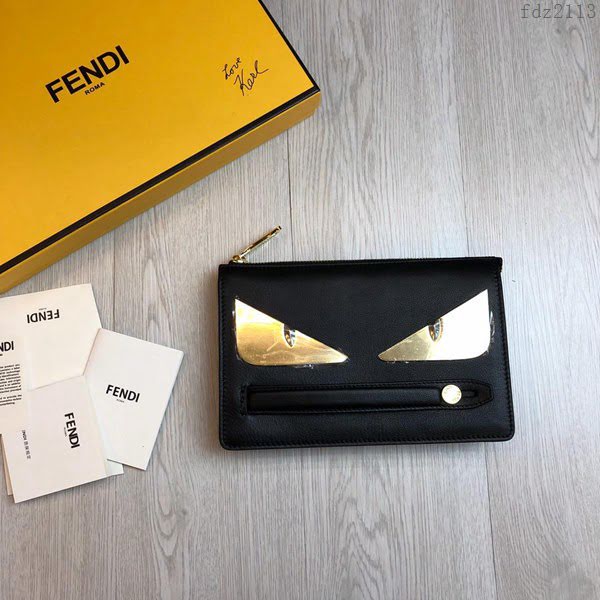 FENDI手包 小牛皮手拿包 金屬BAG BUGS眼睛圖案 芬迪時尚手包  fdz2113