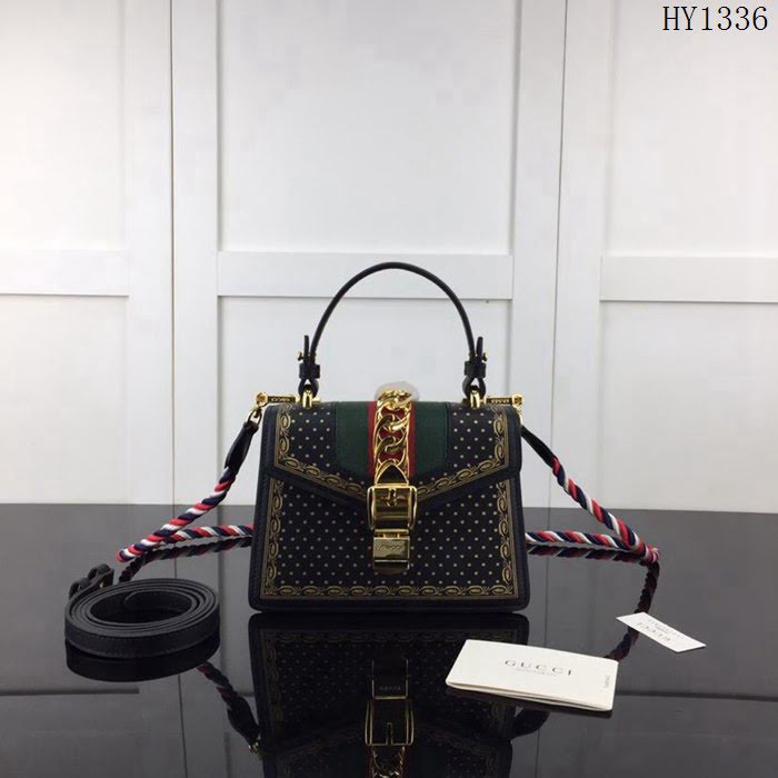 GUCCI古馳 新款 專櫃品質 原單 470270印金 克色 手提 單肩 斜挎包HY1336