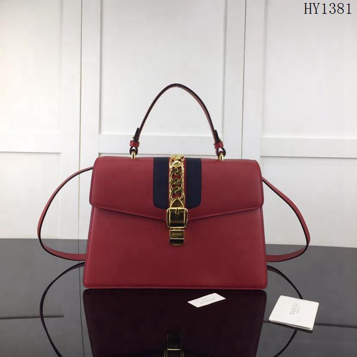 GUCCI古馳 新款 專櫃品質 原單 431665 大紅 手提 單肩 斜挎包 波士頓包HY1381