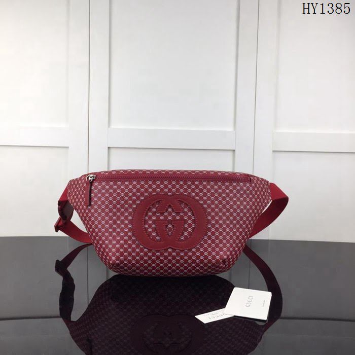 GUCCI古馳 新款 專櫃品質 原單 536416 大紅絲印 休閒百搭款 腰包HY1385