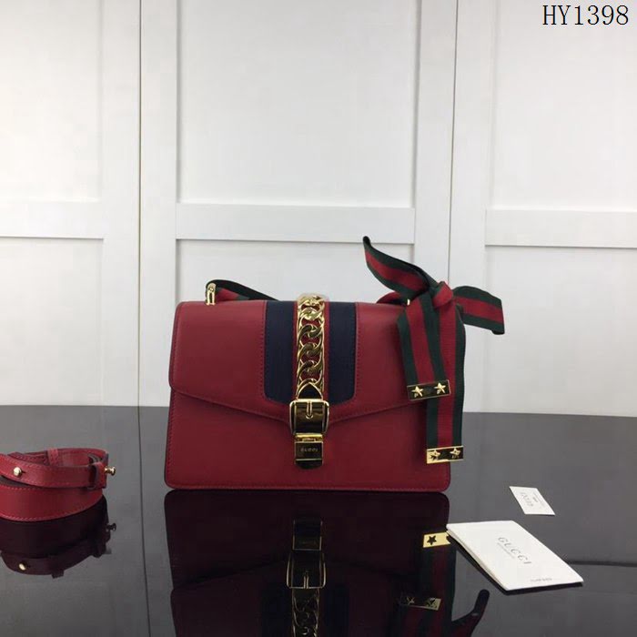 GUCCI古馳 新款 專櫃品質 原單 421882平紋 大紅 手提 單肩 斜挎包HY1398