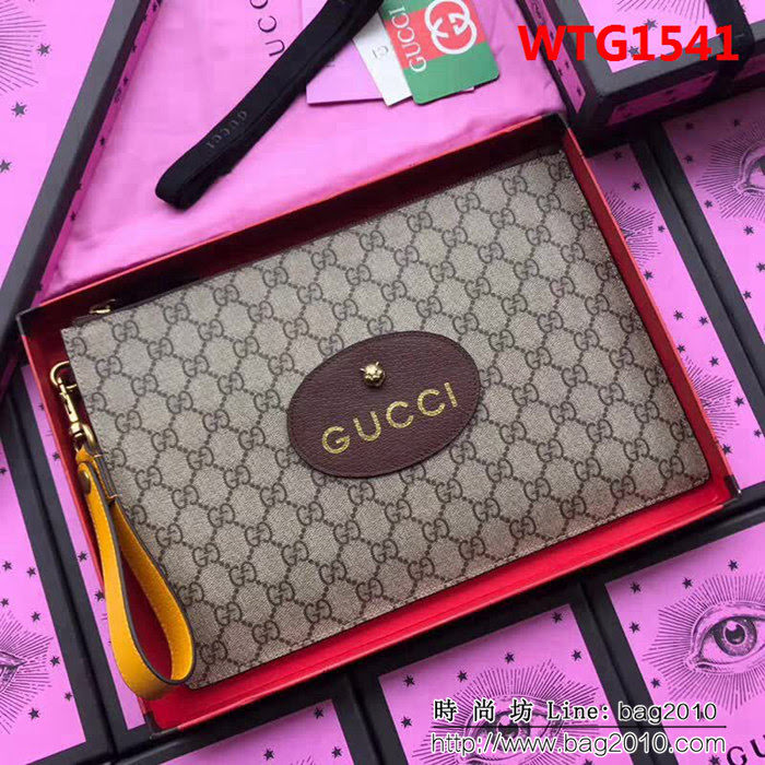 GUCCI古馳 歐洲正品原單 GG Supreme高級帆布手包 473956 啡黃 WTG1541