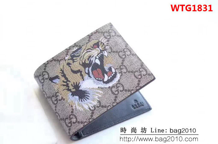 GUCCI古馳 經典款 G家老虎圖案 雙折皮夾 138042 WTG1831