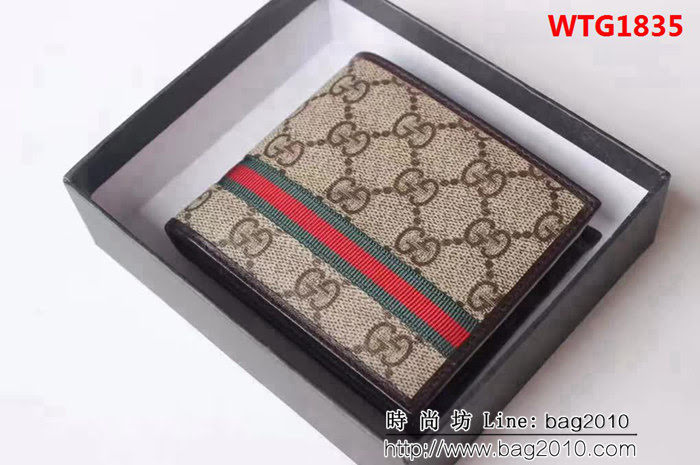 GUCCI古馳 經典款 織帶款 男士雙折皮夾 138042 WTG1835