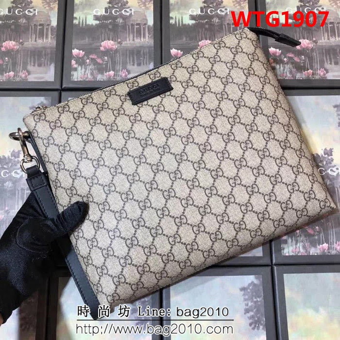 GUCCI古馳 專櫃最新上新 頂級原單 百搭款 男士手拿包 523293 啡膠 WTG1907
