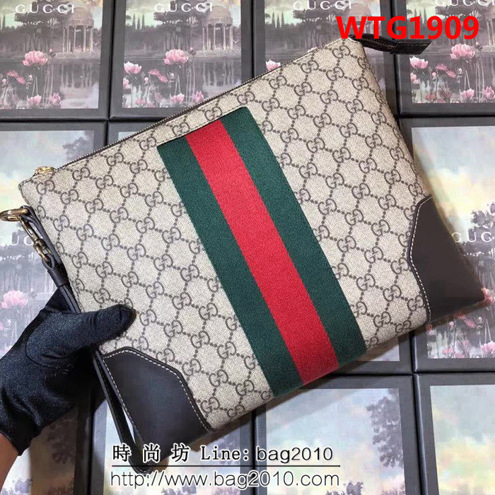 GUCCI古馳 專櫃最新上新 頂級原單 百搭款 男士手拿包 523603 啡膠 WTG1909