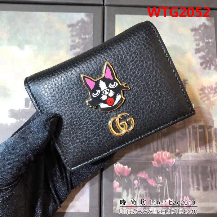 GUCCI古馳 原單 2018新款 萌萌小卡包 狗頭限量版 499325 克皮 WTG2052