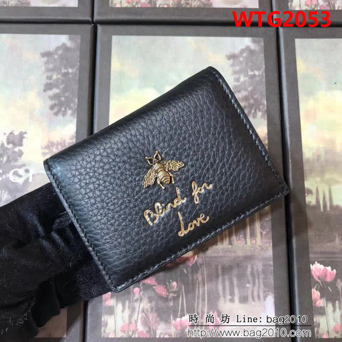 GUCCI古馳 原單 2018新款 萌萌小卡包 狗頭限量版 460185 克皮 WTG2053