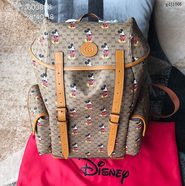 Gucci背包 古馳新款女包 原廠皮 古銅五金 Gucci新款米奇雙肩包 552884米奇  gdj1070
