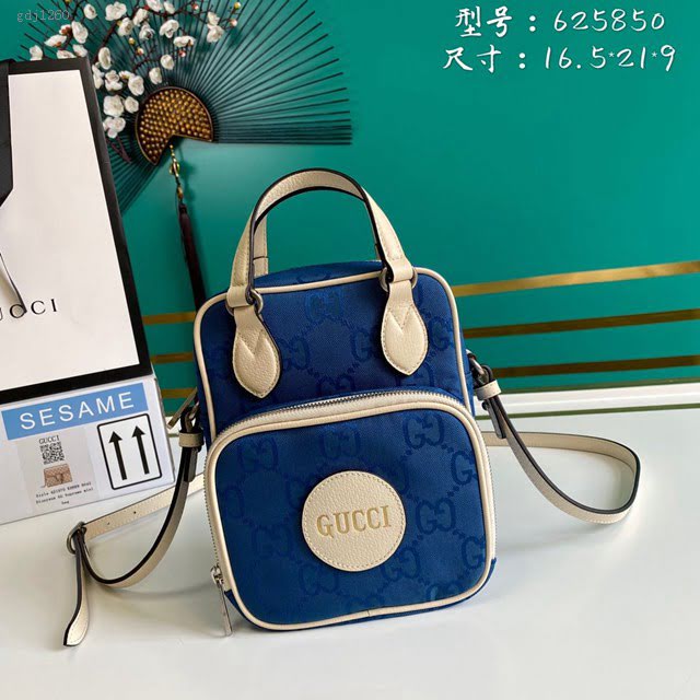 Gucci古馳包包 G家2020新款男包 款號:625850 古奇小號手提肩背男包 藍色  gdj1260