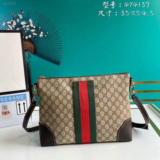 Gucci古馳包包 G家新款男包 474139 古奇經典款男士單肩斜挎包 gdj1432