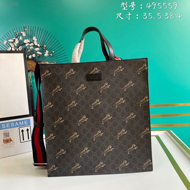 Gucci古馳包包 G家新款男包 495559 古奇克虎男士手提袋 gdj1441