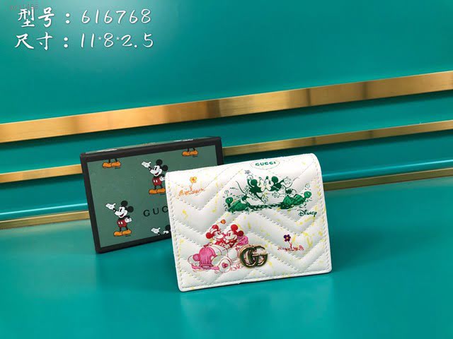 Gucci古馳包包 G家新款錢包 616768 古奇白色米奇零錢卡包 gdj1486