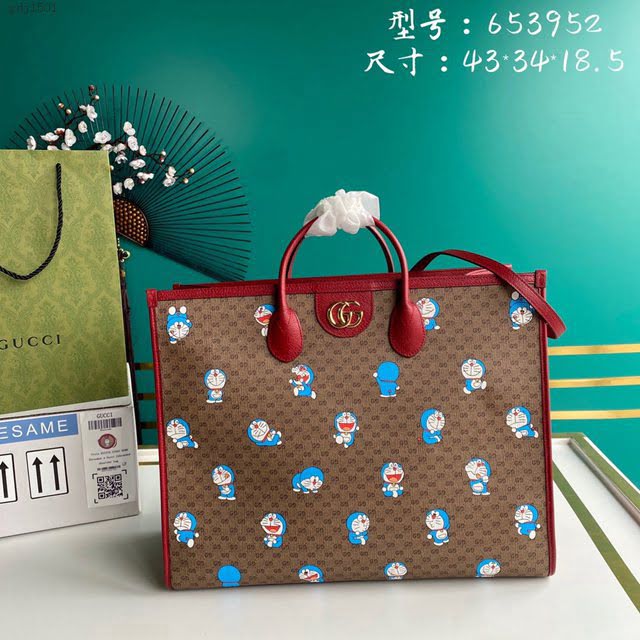 Gucci顶级男女包包 古驰哆啦A梦tote托特包购物袋 Gucci手提肩背斜挎包 653952  gdj1501