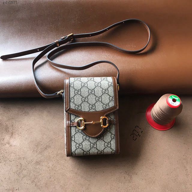 Gucci原厂皮包包 古驰男女马衔扣手机包 Gucci单肩斜挎包 625615  gdj1577