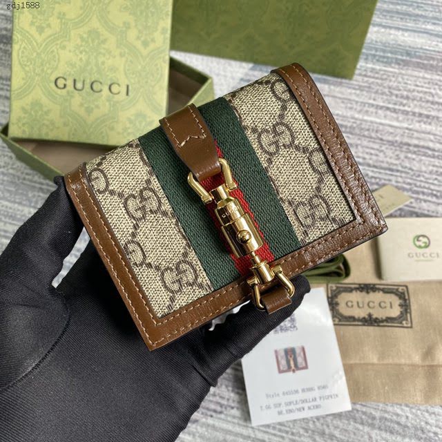 Gucci原厂皮包包 古驰jackie 1961双G字母卡包 Gucci折叠短夹零钱包 645536  gdj1588