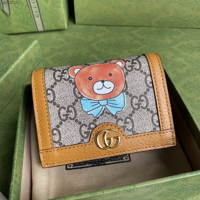 Gucci专柜新款女包, 古驰泰迪熊翻盖式钱包 Gucci短夹 654541  gdj1625