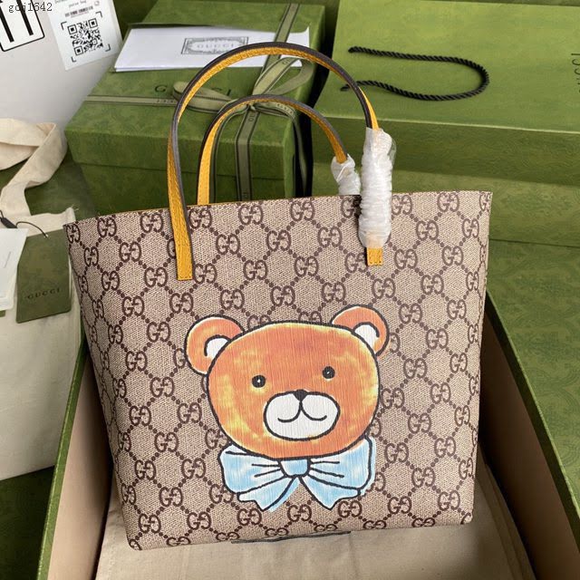 Gucci童包 古驰Ophidia Web泰迪熊tote托特包购物袋 410812  gdj1642