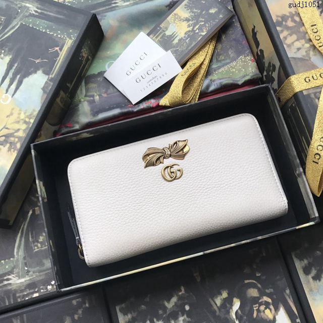 Gucci包 古馳錢包 524291黑皮拼粉皮 蝴蝶結 Gucci拉鏈女錢包  gudj1051