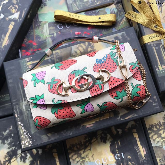 Gucci包 古馳女包 564718草莓全皮 2019新款高端品質迷你鏈條包  gudj1185