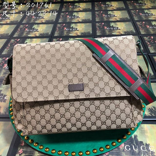 Gucci包 古馳男包 201761啡色 G家新款斜挎包 Gucci男單肩包  gudj1264