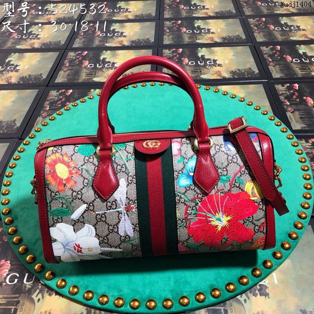 Gucci包 古馳女包 524532 花膠大紅 專櫃最新款 Gucci旅行包 Gucci手提包  gudj1404