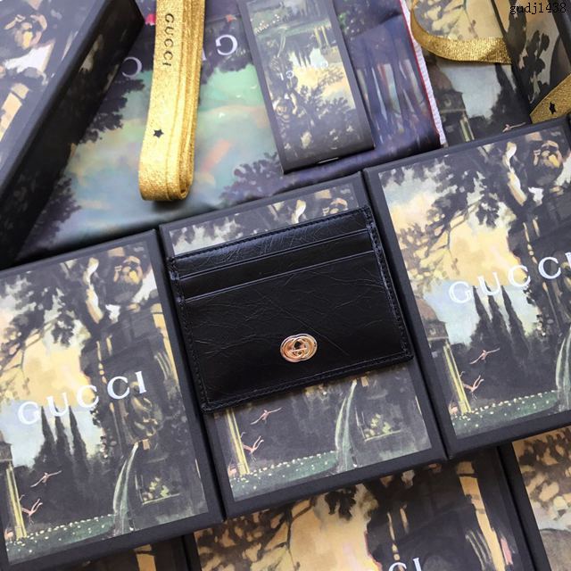 Gucci包 古馳卡包 581528 黑全皮 Gucci小卡包  gudj1438