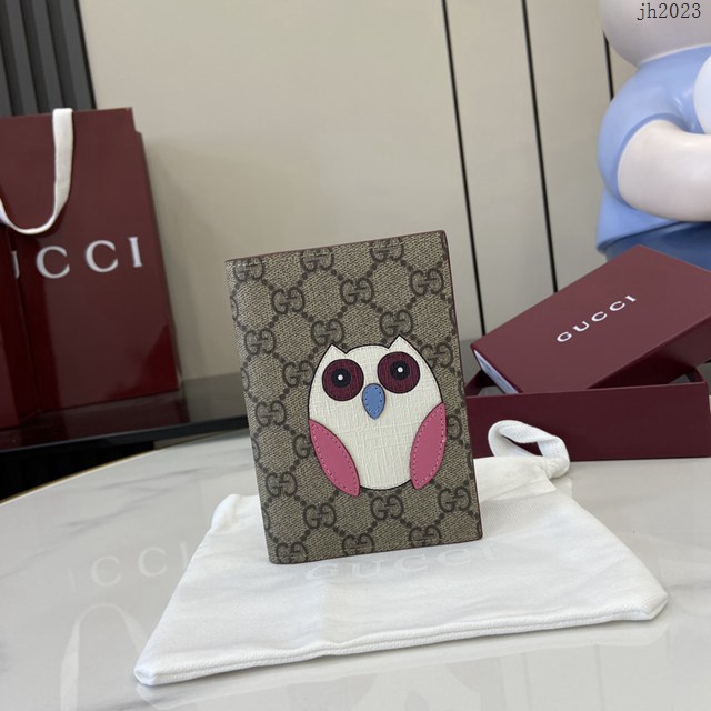 Gucci專櫃古馳最新款飾貓頭鷹細節GG迷你錢包 jh2023型號：810072